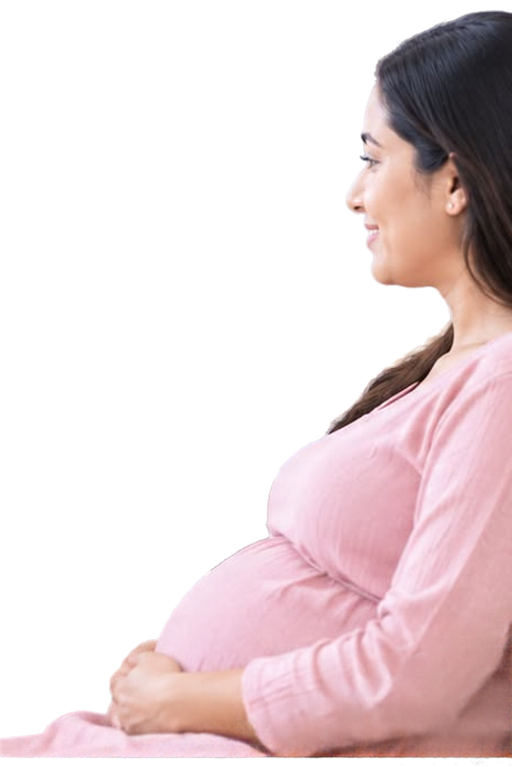 Pregnant patient in a pink dress